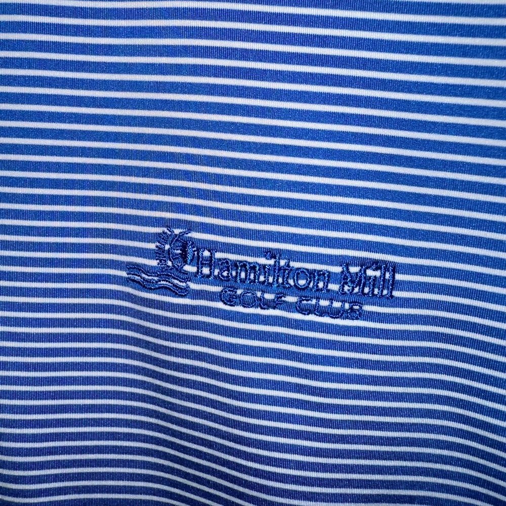 Blue/White Stripe FootJoy Polo. Hamilton Mill Golf Club. Size M